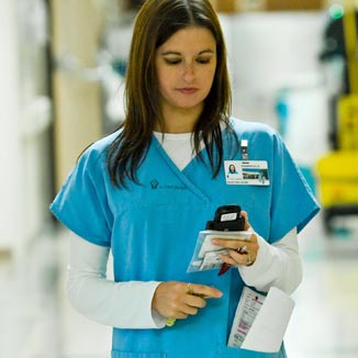 Nurse with wireless phone